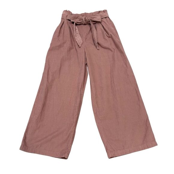 American Eagle Pink Corduroy Paperbag Wide Leg Pants Size M - Picture 2 of 12